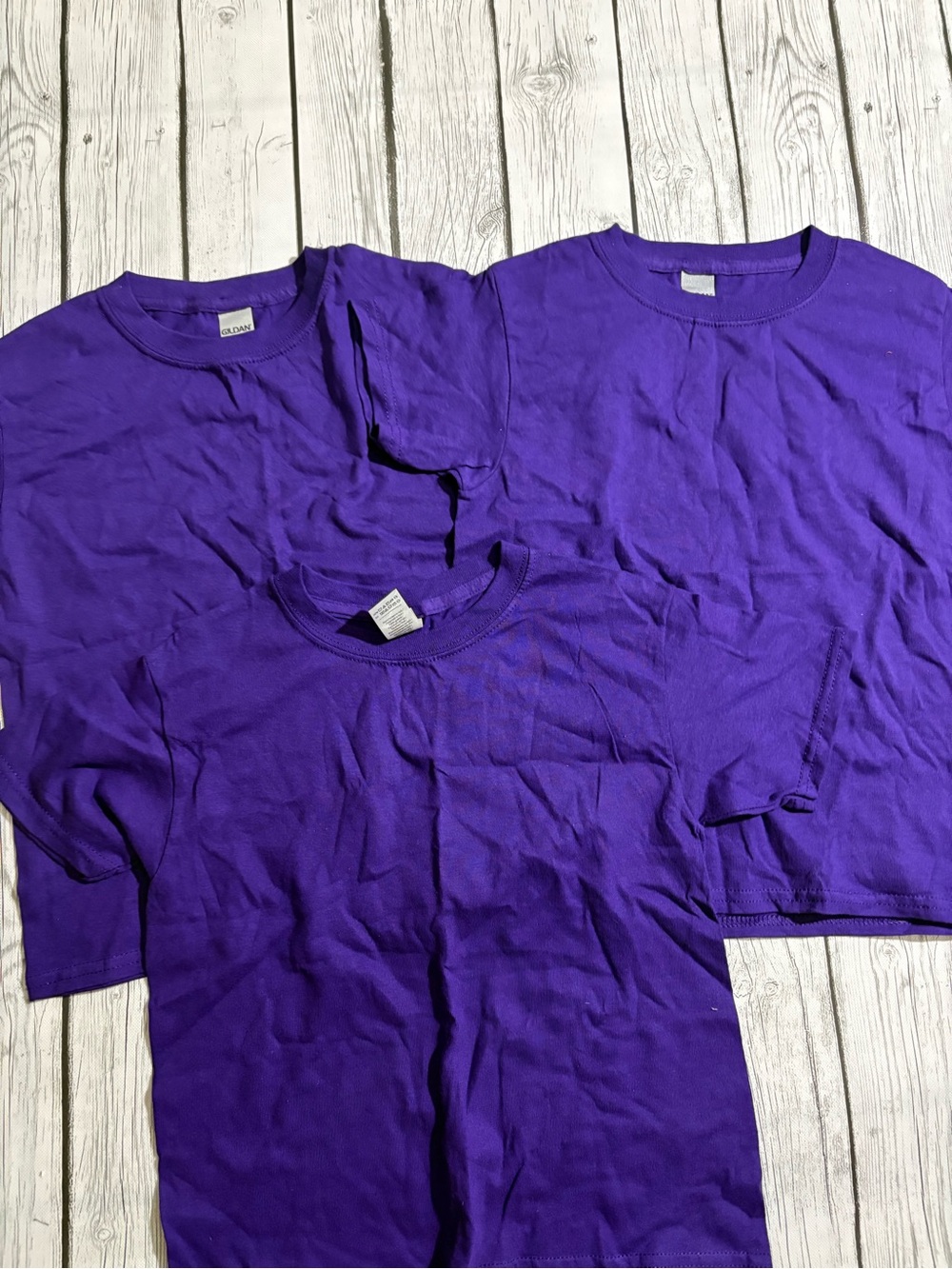 Gildan Kids Bright Purple Short Sleeve Crew Neck Tees - Pack of 3